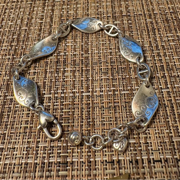 Brighton Twirl Twist Silver Plated Scrollwork Bracelet Links Etched Swirl Leaf - Picture 4 of 4